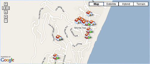 Villas and holiday homes in Costa Rei (Google map)
